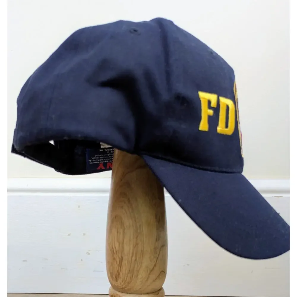 Authentic FDNY Cap VTG Mens Navy Blue Embroidered Seal Twin Towers Adjustable